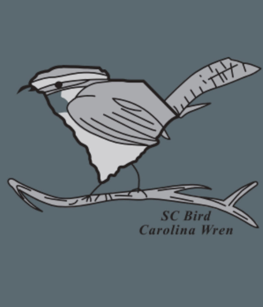 SC State Bird Carolina Wren, Onesie in Ice Blackout