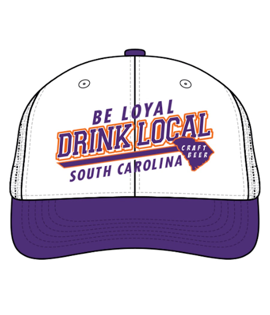 New Drink Local Trucker Cap - White, Orange and Purple (Clemson)