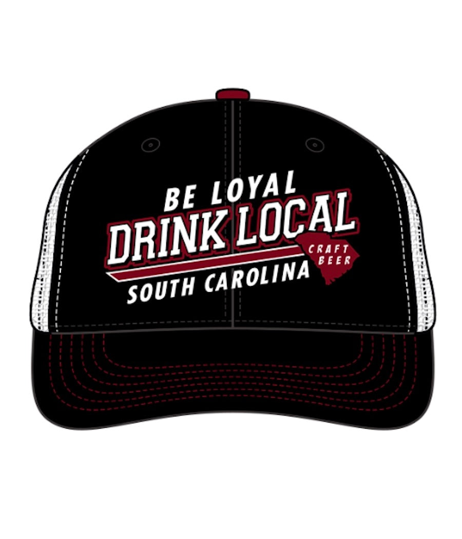 New Drink Local Trucker Cap - Black, Crimson and White (Gamecocks)