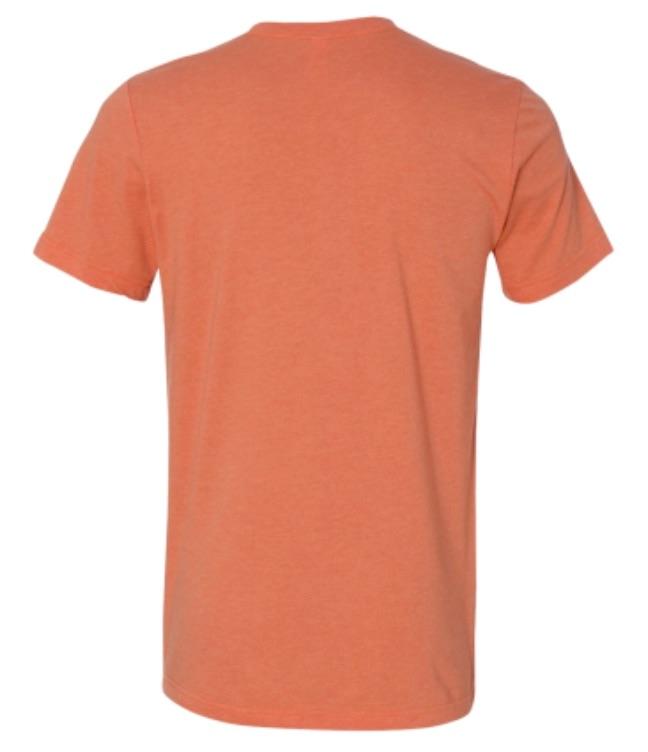 Back View of Orange Graphic Tee - Be Loyal, Drink Local - Blank, no artwork.