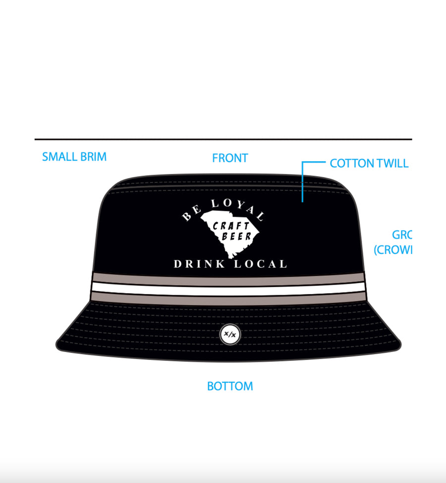 Be Loyal, Drink Local Small Brim Black Bucket Hat