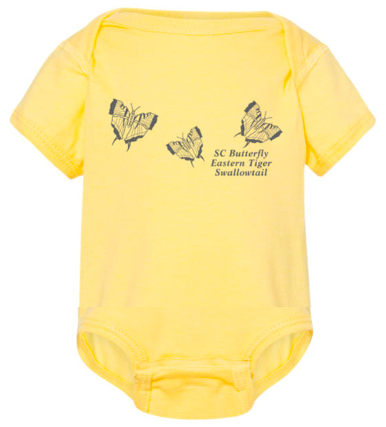 SC  State Butterfly Eastern Tiger Swallow Tail, Onesie in Butter