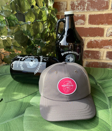 Brewmiceter Relax Fit Charcoal/Steel Baseball Cap/Pink Logo
