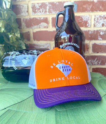Be Loyal, Drink Local Craft Beer Trucker Hat Orange/Purple/White