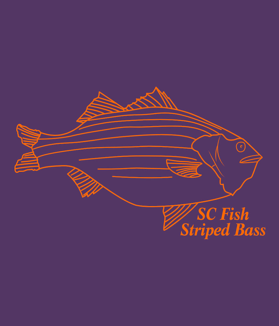 Toddler SC State Fish Striped Bass, Vintage Purple T-Shirt