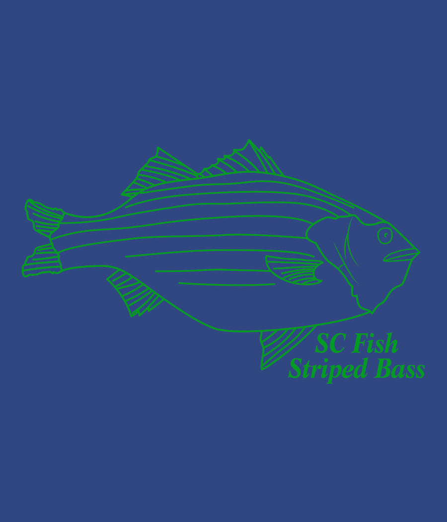 Toddler SC State Fish Striped Bass, Vintage Royal T-Shirt