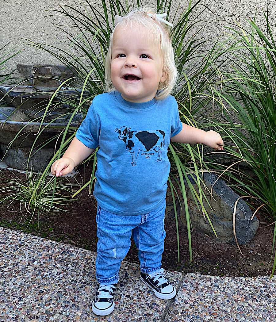 Toddler SC State Beverage Milk, Vintage Blue Cow T-Shirt