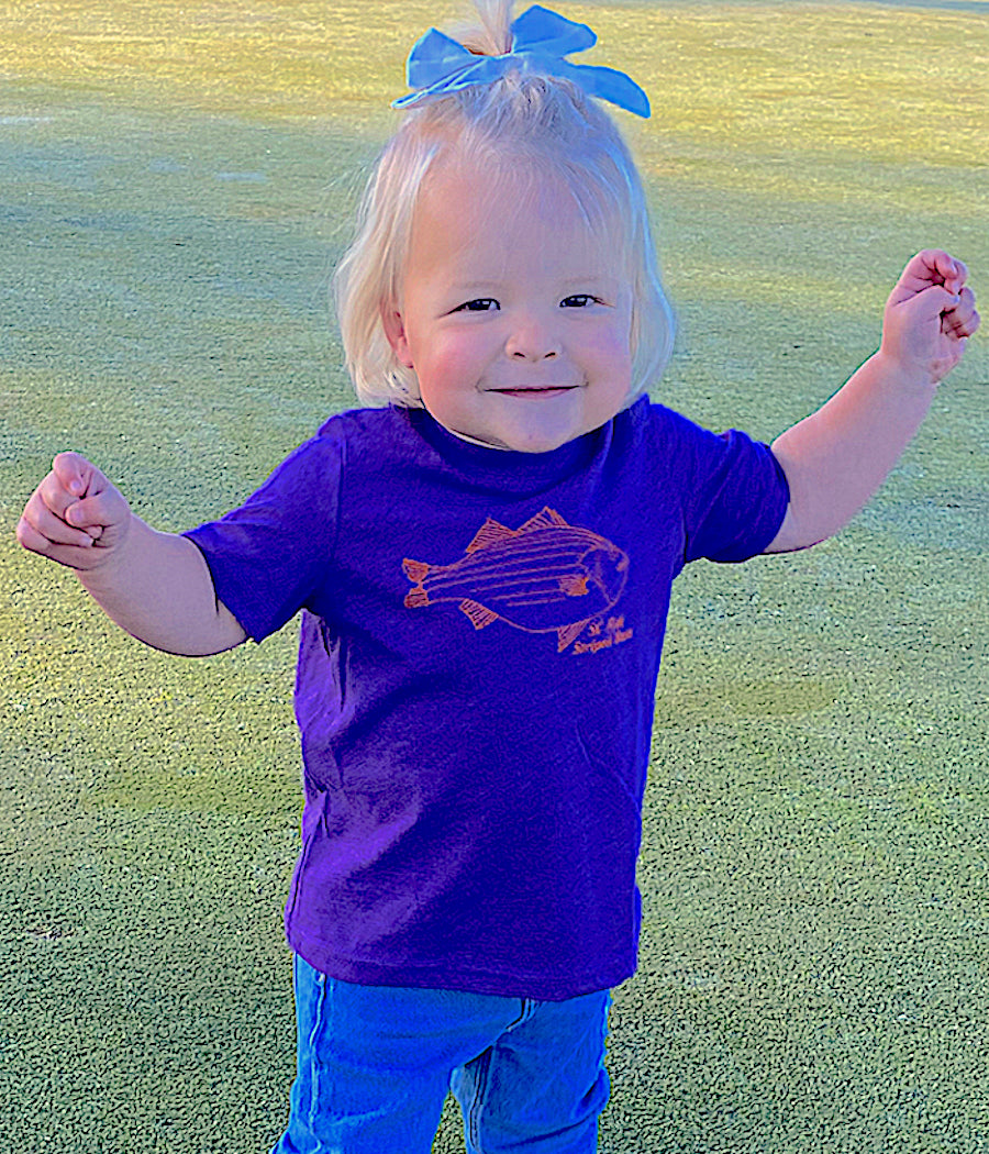 Toddler SC State Fish Striped Bass, Vintage Purple T-Shirt