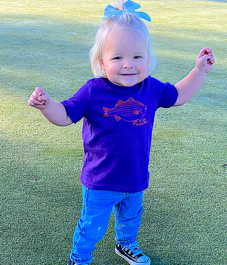 Toddler SC State Fish Striped Bass, Vintage Purple T-Shirt