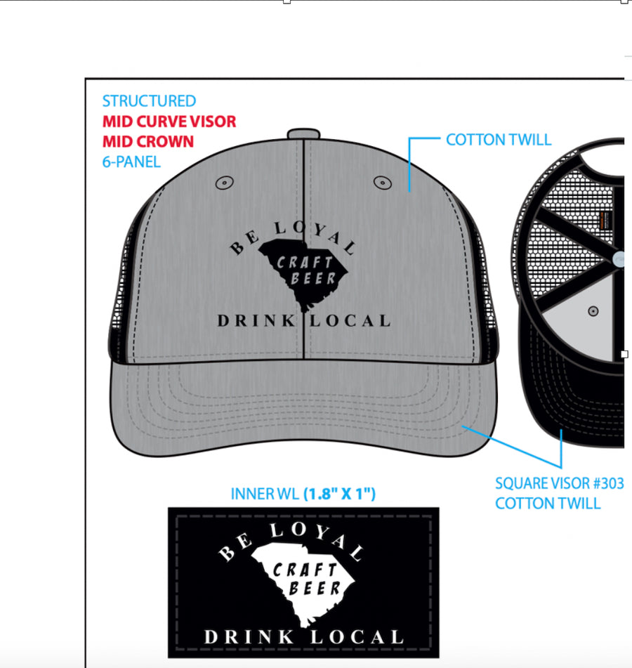 Be Loyal, Drink Local Craft Beer Trucker Hat Grey Heather/Black