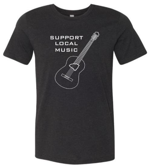 Men's Rocking Support Local Music Black Tee - Guitar Graphic/Outline of SC