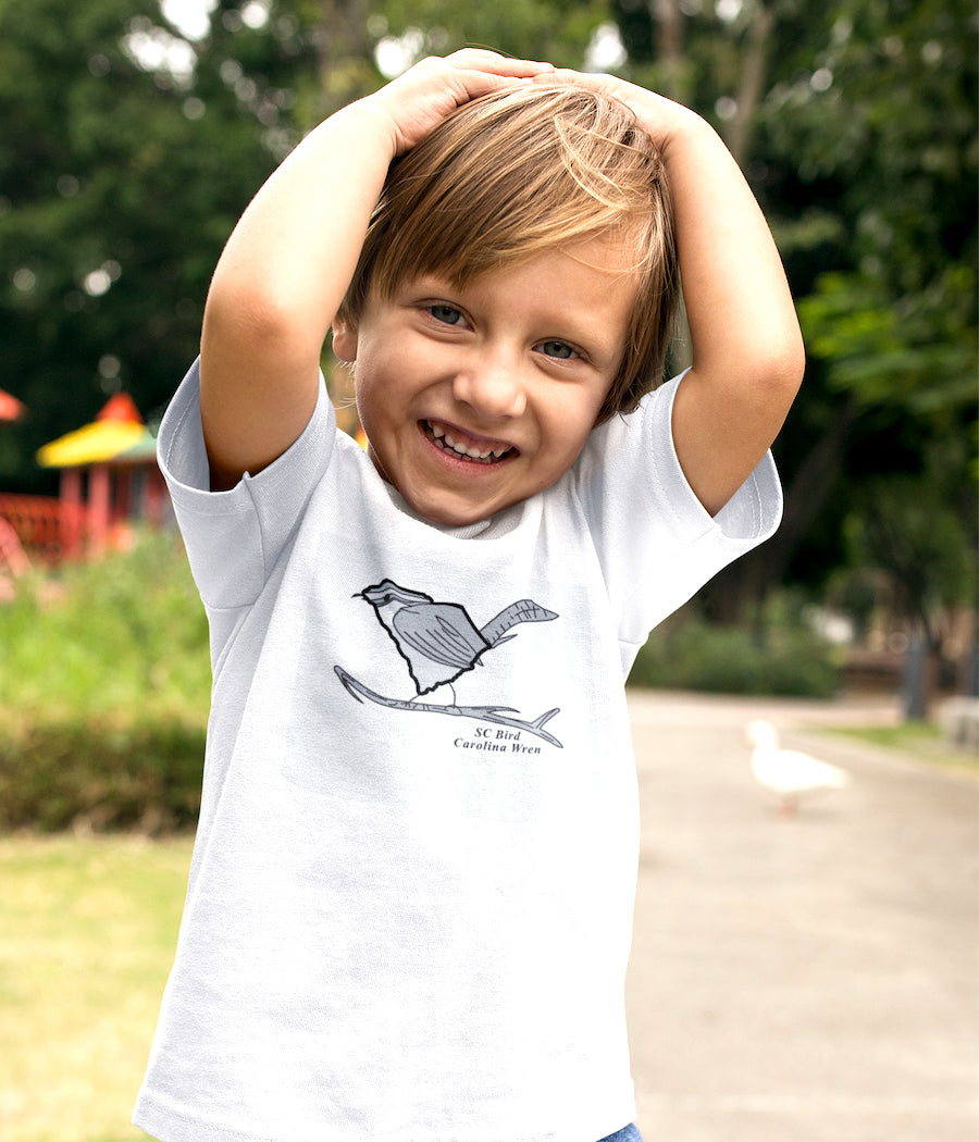 Toddler SC State Bird Wren - White T-Shirt