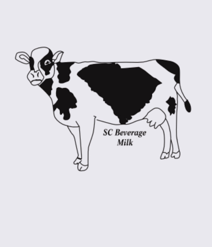 SC State Beverage Milk Cow Onesie - White