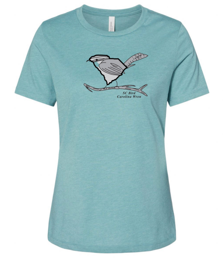 South Carolina Wren on Beautiful Blue Women's T-Shirt