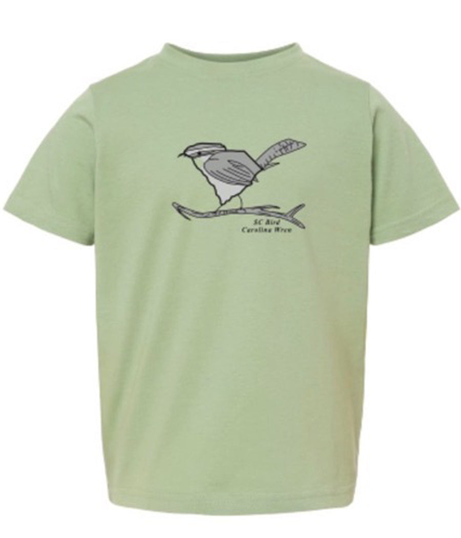 Toddler SC State Bird Wren - Sage Green T-Shirt